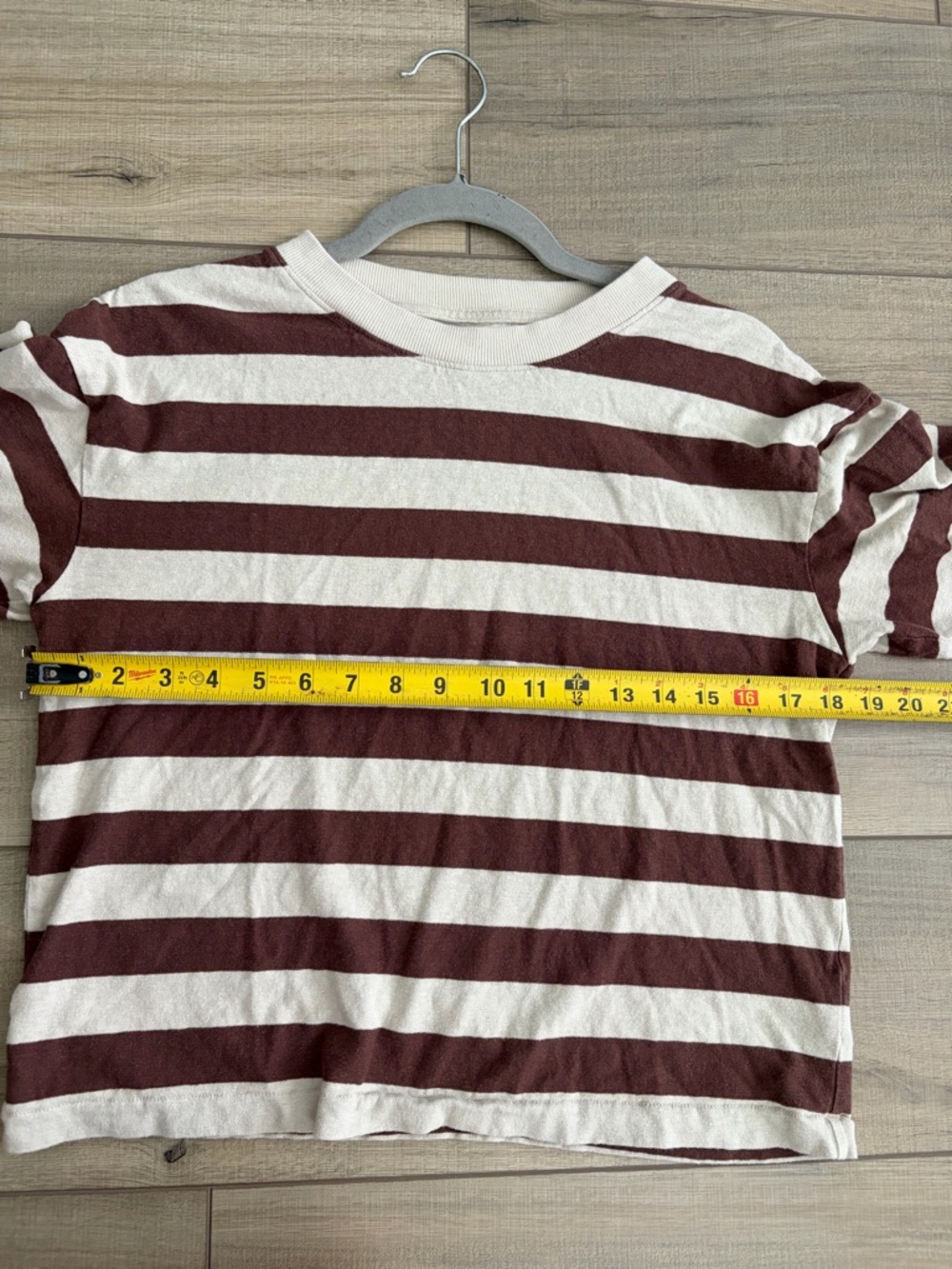 Faherty Tan Brown Stripes Hemp Organic Cotton Oversized Vintage T Shirt XS - Picture 7 of 7
